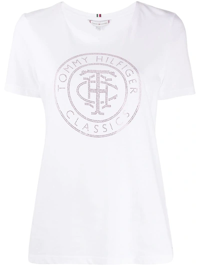 Tommy Hilfiger Rhinestone Logo T-shirt In White