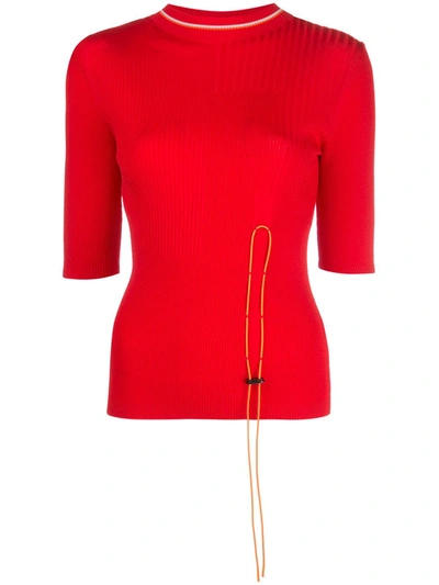 I Am Chen Toggle Fastened Long Sleeve Top In Red
