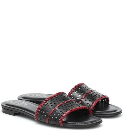 Tod's Sandals In Leather In Black