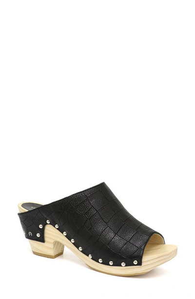 Etienne Aigner Yael Peep Toe Clog In Black Croco Print Leather