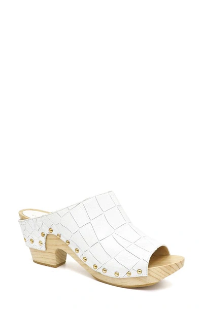 Etienne Aigner Yael Peep Toe Clog In White Croco Print Leather