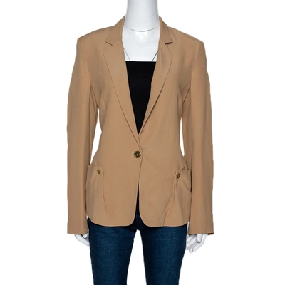 Pre-owned Kenzo Beige Crepe Single Button Blazer L