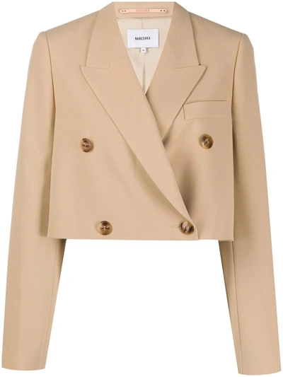 Nanushka Moscot Cropped Blazer In Neutrals