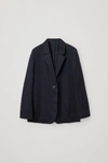 Cos Relaxed Cotton Blazer In Blue