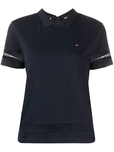 Tommy Hilfiger Lace-detail Polo Shirt In Blue