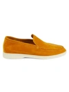 Loro Piana Men's Summer Walk Suede Loafers In Dark Orange