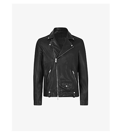 Allsaints Milo Leather Biker Jacket In Black