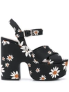 Miu Miu Daisy Gabardine Platform Sandals In Black