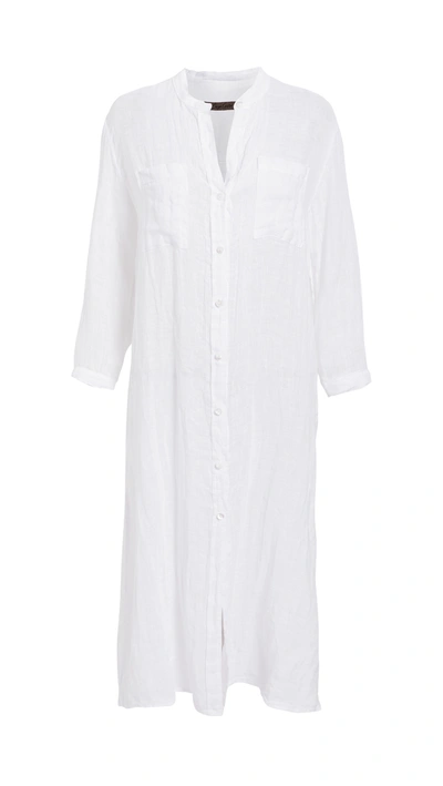 Enza Costa Linen Gauze Shirtdress In White