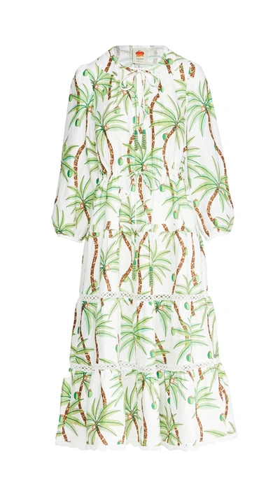 Farm Rio Swinging Palm Linen Dress In Multi