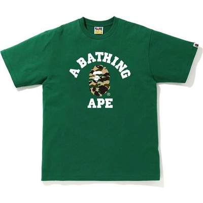 Pre-owned Bape  1st Camo College T-shirt (ss20) Green/yellow