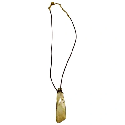 Pre-owned Swarovski Crystal Long Necklace In Beige