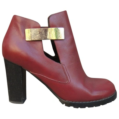 Pre-owned See By Chloé Leather Ankle Boots In Red