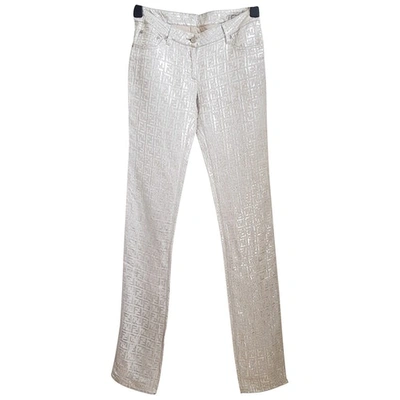Pre-owned Fendi Slim Trousers In Silver