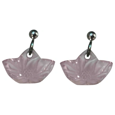 Pre-owned Lalique Pink Crystal Earrings
