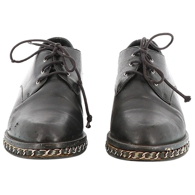 Pre-owned Chanel Black Leather Lace Ups