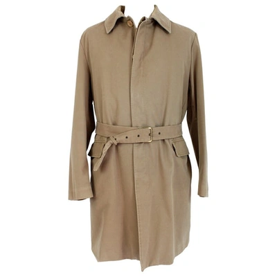 Pre-owned Moncler Long Trenchcoat In Beige