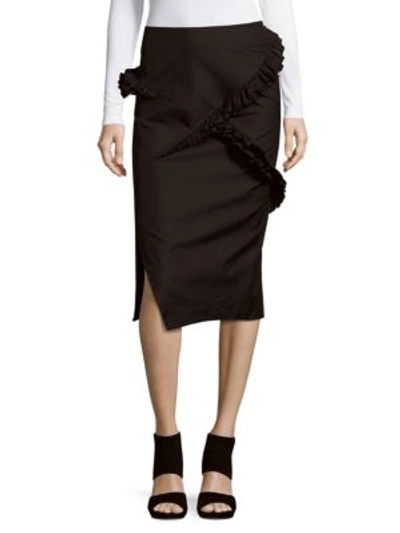 Jil Sander Solid Cotton & Wool-blend Pencil Skirt In Black