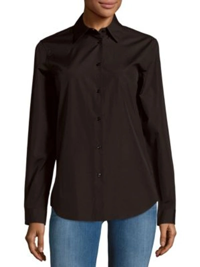 Jil Sander Solid Spread-collar Button-down Shirt In Black