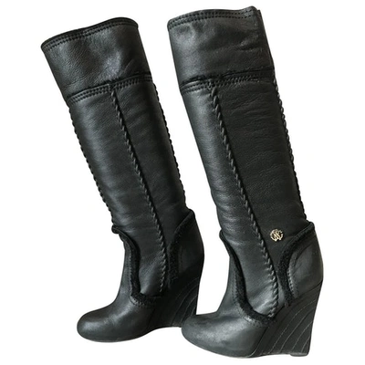 Pre-owned Roberto Cavalli Leather Boots In Black