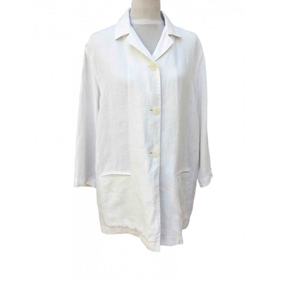 Pre-owned Krizia Linen Blazer In White