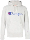 Champion Reverse Weave Hoodie With Large Logo In Gray - Gray In Grey