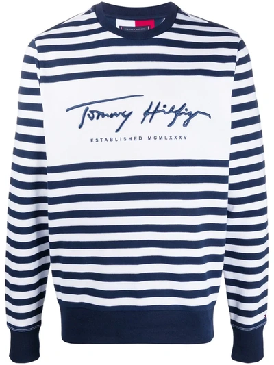 Tommy Hilfiger Th Cool Striped Sweatshirt In White | ModeSens