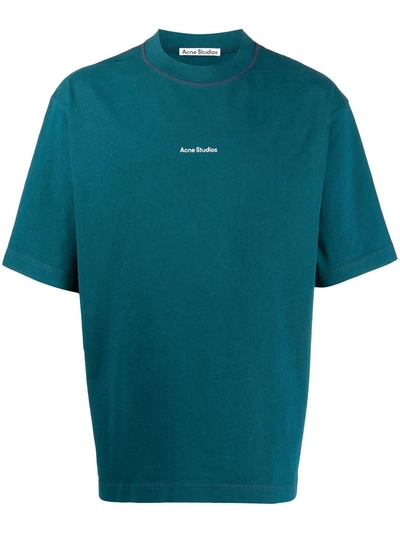 Acne Studios Reverse-logo T-shirt Deep Petrol In Blue