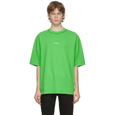 Acne Studios Logo Print Crewneck Cotton T-shirt In Green