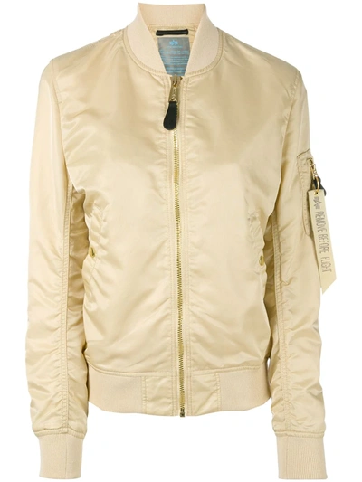 Alpha Industries Arm Pocket Bomber Jacket In Neutrals