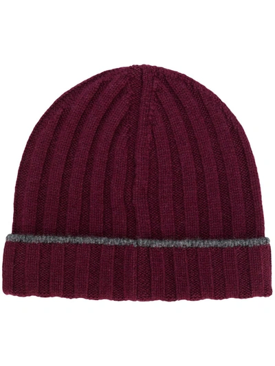 Brunello Cucinelli Ribbed Knit Beanie In Red