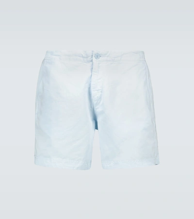 Orlebar Brown Bulldog Cotton Linen Shorts In Blue