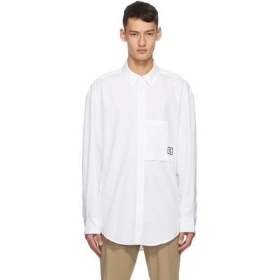 Wooyoungmi Logo-print Panelled Cotton-poplin Shirt In 811w White