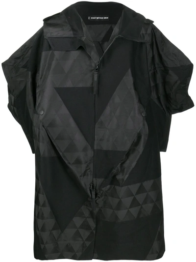 Issey Miyake Triangle-print Hooded Cotton-blend Anorak In Black