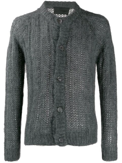 Prada Open Knit Cardigan In Grey