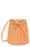 Mansur Gavriel Mini Pleated Leather Bucket Bag In Camello/ Rosa