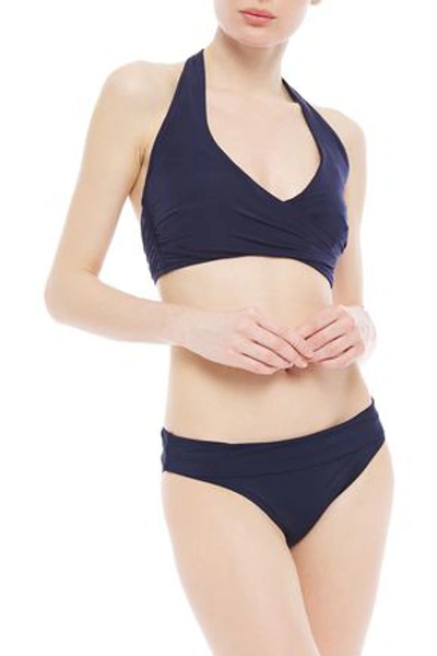 Heidi Klein Body Wrap-effect Halterneck Bikini Top In Navy