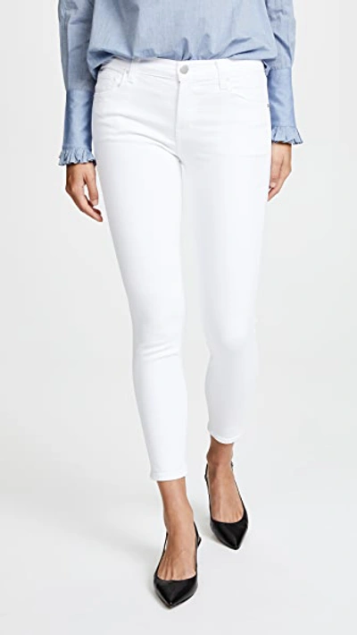 J Brand 835 Mid-rise Sateen Crop Skinny Jeans In White