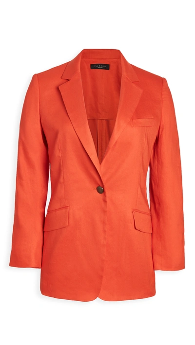 Rag & Bone Lucy Linen-blend Blazer In Orange Flame