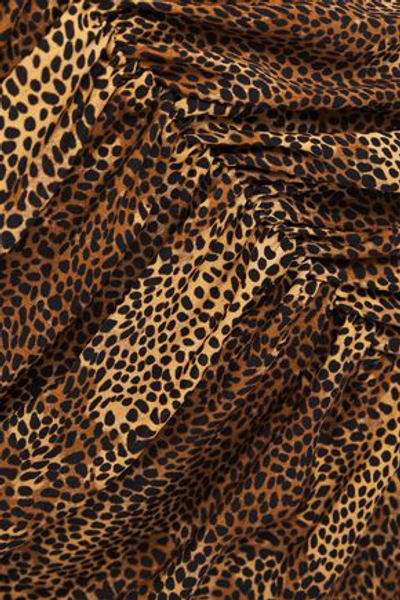 Nicholas Asymmetric Ruched Leopard-print Silk-crepe Dress In Animal Print