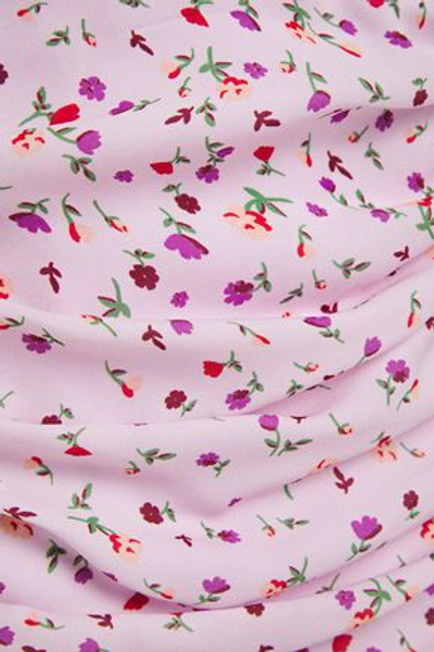 Nicholas Asymmetric Ruched Leopard-print Silk-crepe Dress In Lilac