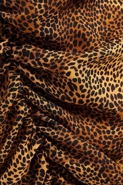 Nicholas Asymmetric Ruched Printed Silk-chiffon Midi Slip Dress In Animal Print