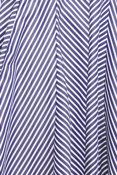 Each X Other Asymmetric Pleated Striped Cotton-poplin Mini Dress In Navy