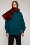 Acne Studios Logo Print Hooded Sweatshirt Deep Petrol