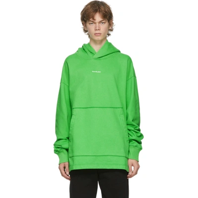 Acne Studios Logo Print Hooded Sweatshirt Bright Green