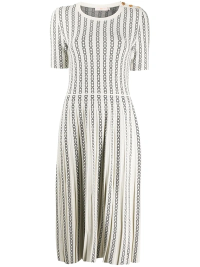 Tory Burch Gemini Link Jacquard Dress In Neutrals