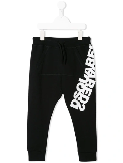 Dsquared2 Kids' Black Cotton Printed Track Trousers