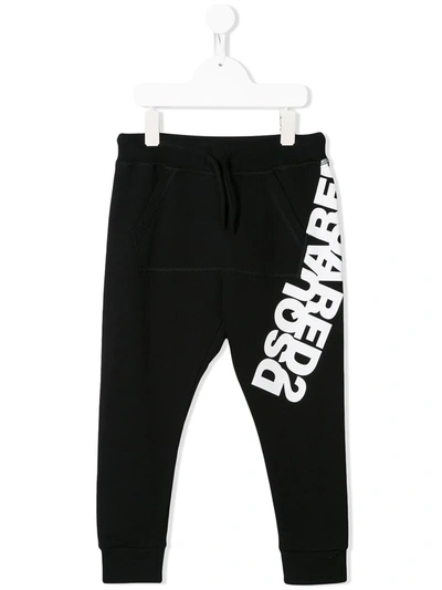 Dsquared2 Kids' Black Cotton Printed Track Pants