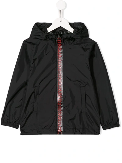 Dsquared2 Kids' Black Logo-trim Rain Jacket In Nero