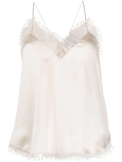 Iro Wova Macramé Lace-trimmed Silk Crepe De Chine Camisole In Neutrals